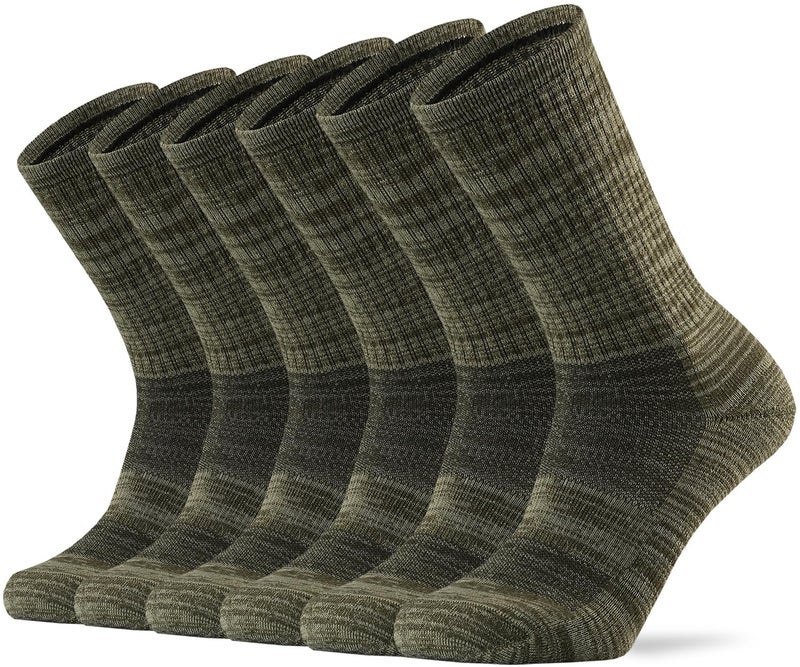 Ortis Men's Merino Wool Cushion Crew Socks with Moisture Wicking Control Light Weight Breathable for Outdoor Hiking Cycling(Green L) - Image 1
